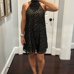 Chelsea28 Black and Gold Mini Dress
